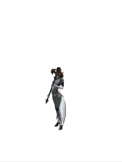 Inferno Staff on a female Dark Elf, front view