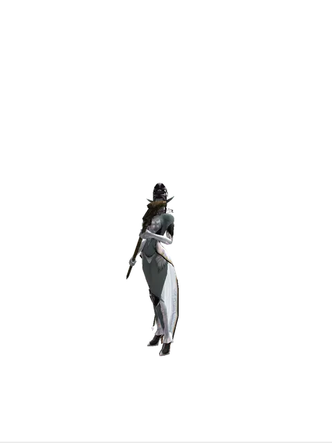 Journeyman's Staff on a female Dark Elf, front view