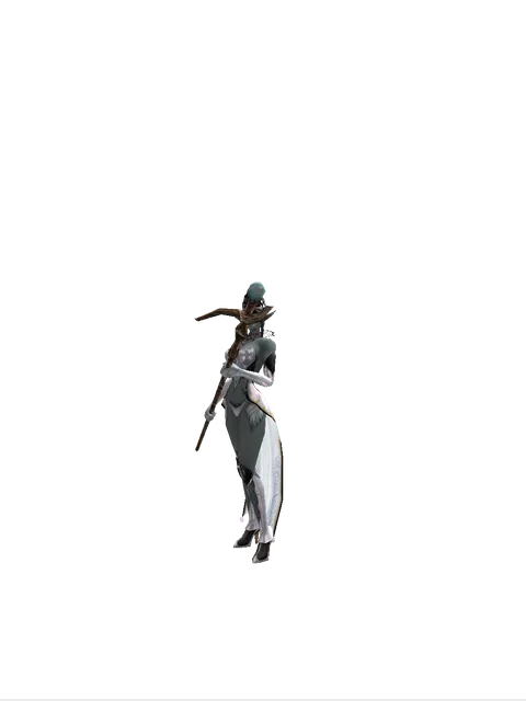 Staff of Mana on a female Dark Elf, front view