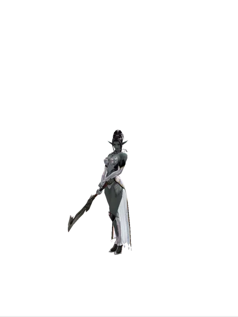 Berserker Blade on a female Dark Elf, front view