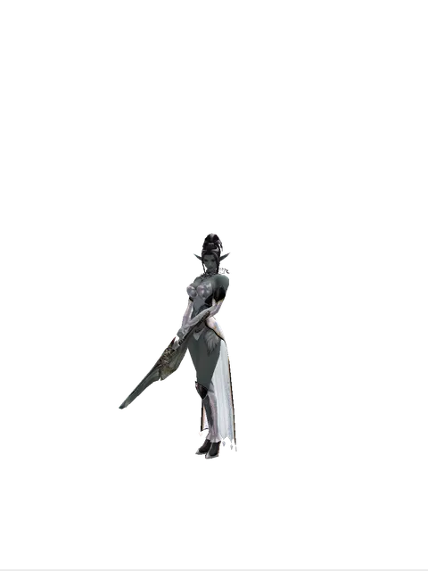 Dynasty Blade on a female Dark Elf, front view