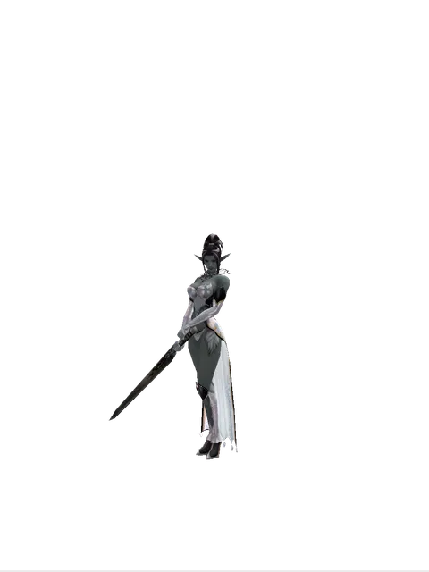 Great Sword on a female Dark Elf, front view