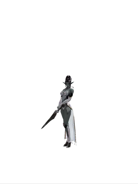 Heavy Sword on a female Dark Elf, front view
