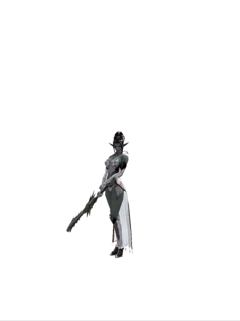 Infinity Cleaver on a female Dark Elf, front view