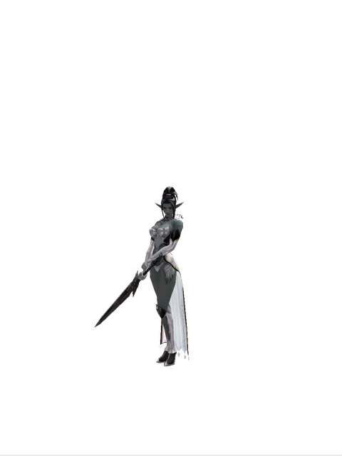 Steel Sword on a female Dark Elf, front view