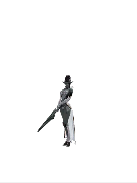 Titan Sword on a female Dark Elf, front view