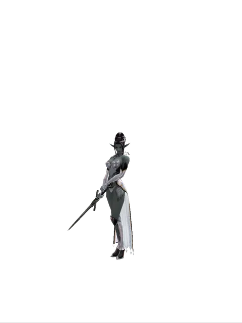 Two-Handed Sword on a female Dark Elf, front view
