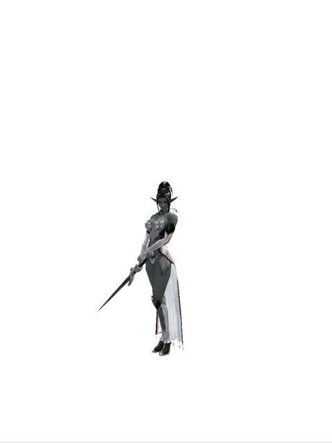 Zweihander on a female Dark Elf, front view