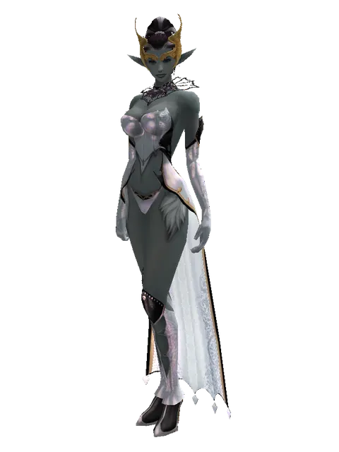Angel Circlet on a female Dark Elf, front view