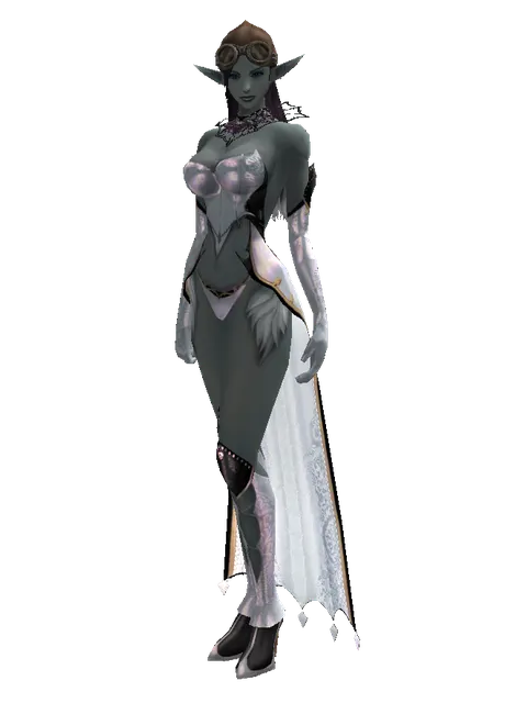 Artisan's Goggles on a female Dark Elf, front view