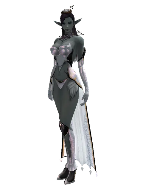 Bird Nest on a female Dark Elf, front view