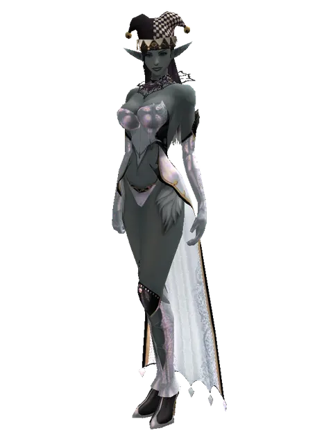 Black Jester Hat (?) on a female Dark Elf, front view