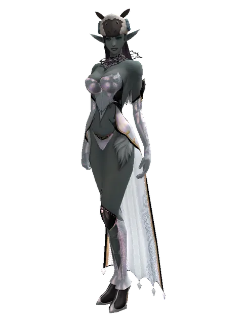 Black Sheep Hat on a female Dark Elf, front view