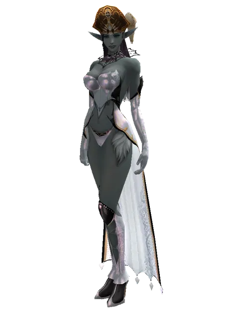 Captain's Hat on a female Dark Elf, front view