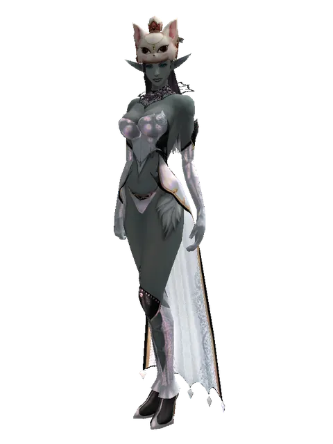 Feline Queen Hat on a female Dark Elf, front view