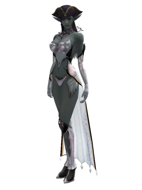 First Mate's Hat on a female Dark Elf, front view