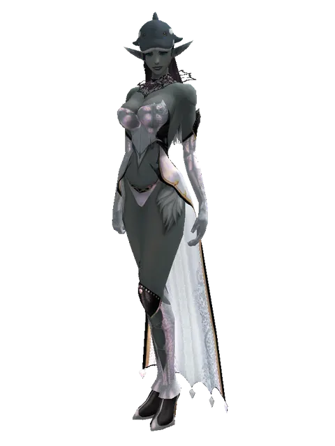 Fish Hat on a female Dark Elf, front view