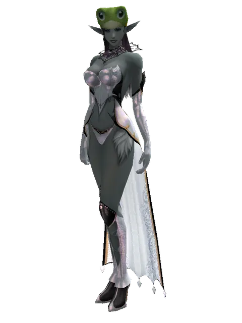 Frog Hat on a female Dark Elf, front view