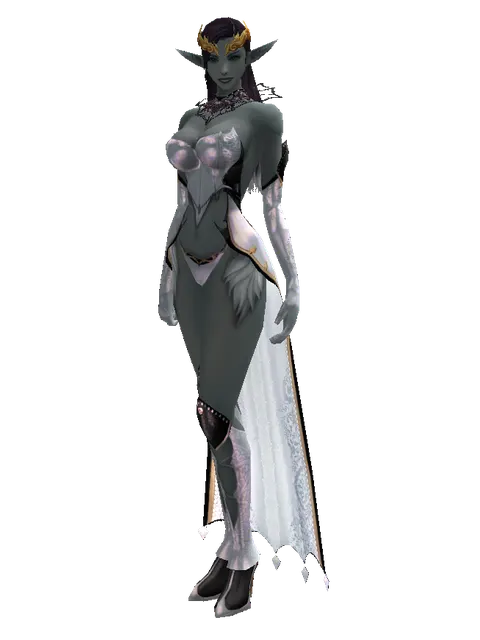 Golden Circlet of Redemption on a female Dark Elf, front view