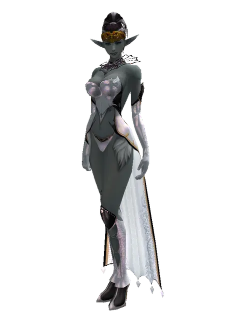 Golden Festival Mask on a female Dark Elf, front view