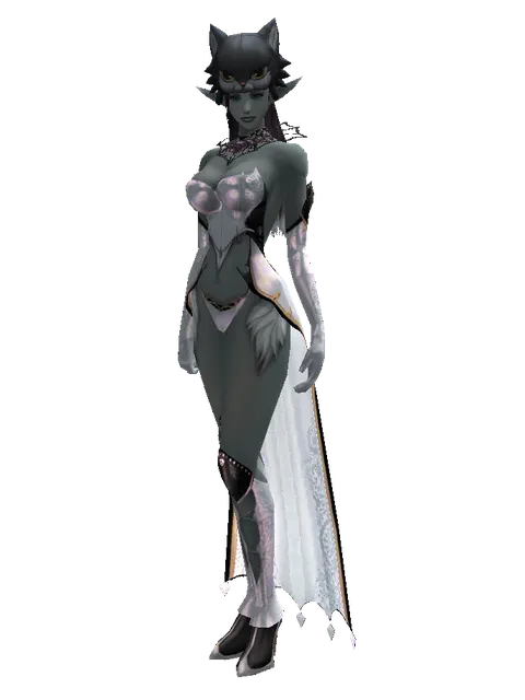 Kai the Cat Hat on a female Dark Elf, front view
