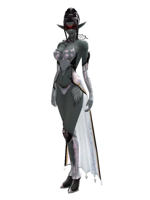 Mask of Spirits on a female Dark Elf, front view