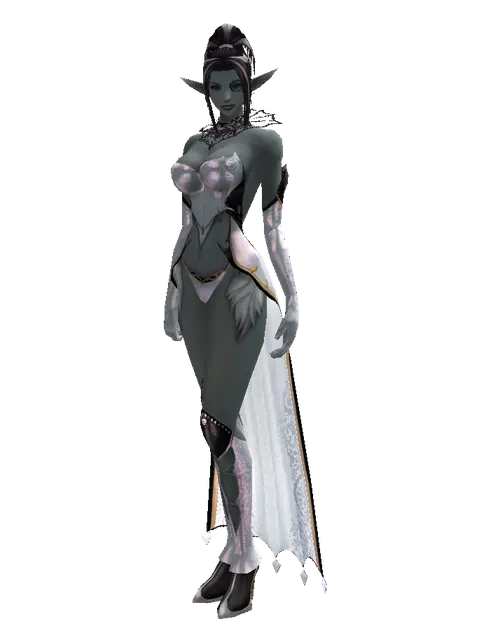 Monocle on a female Dark Elf, front view