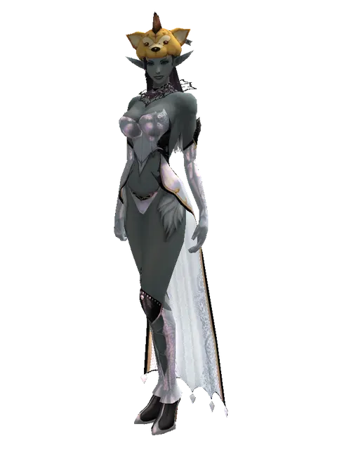 Ol Mahum Hat on a female Dark Elf, front view