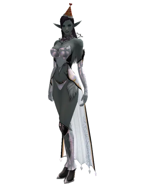 Party Hat on a female Dark Elf, front view