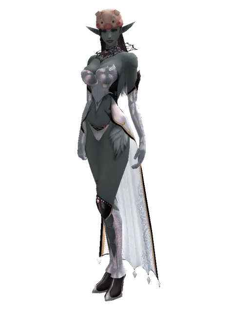 Pig Hat on a female Dark Elf, front view