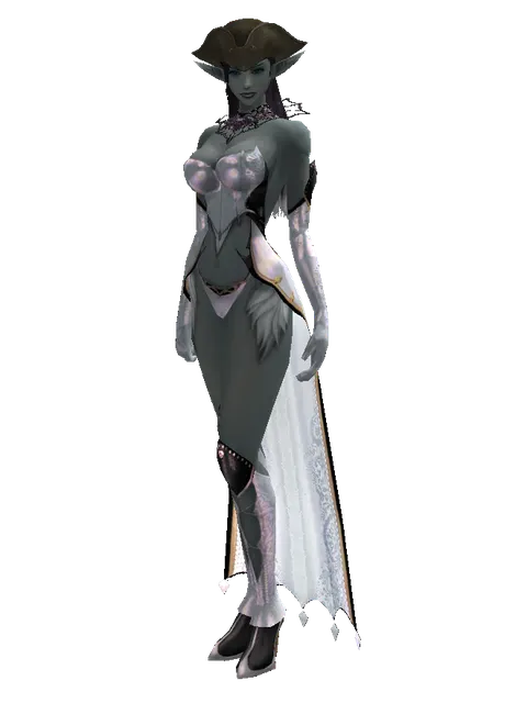 Pig Wrangler's Cap on a female Dark Elf, front view