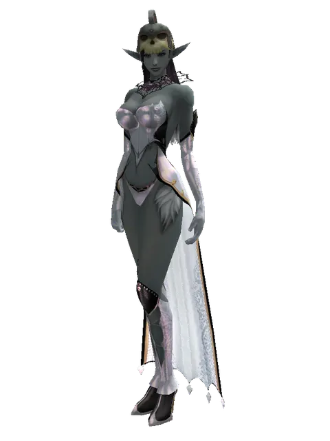 Skull Hat on a female Dark Elf, front view