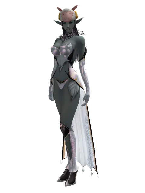 White Sheep Hat on a female Dark Elf, front view