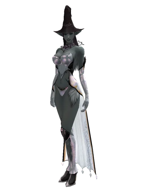 Wizard Hat on a female Dark Elf, front view