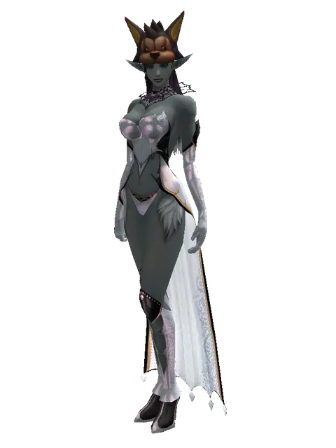 Wolf Hat on a female Dark Elf, front view