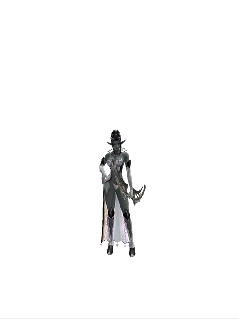 Bow of Peril on a female Dark Elf, front view