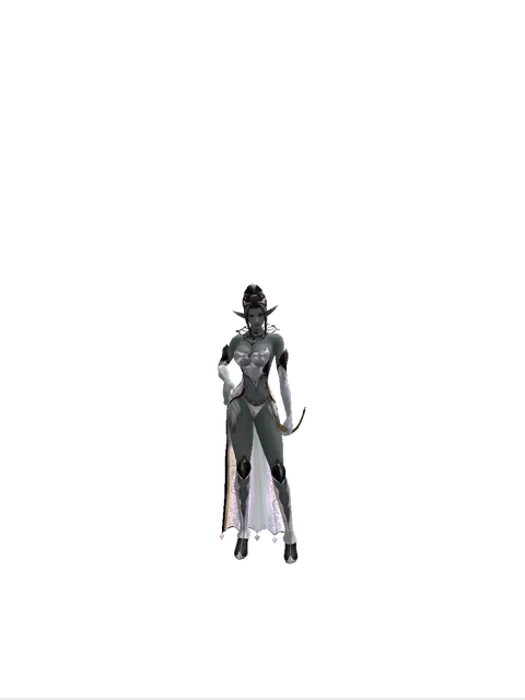 Crescent Moon Bow on a female Dark Elf, front view
