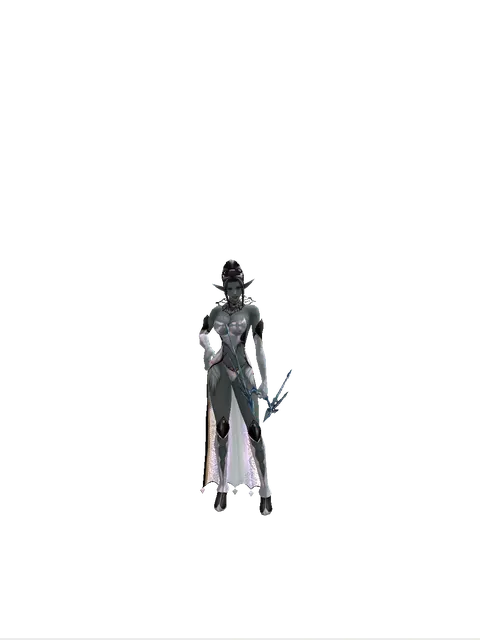 Crystallized Ice Bow on a female Dark Elf, front view
