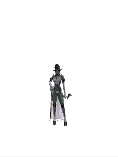 Elven Bow on a female Dark Elf, front view