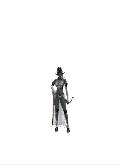 Hunting Bow on a female Dark Elf, front view