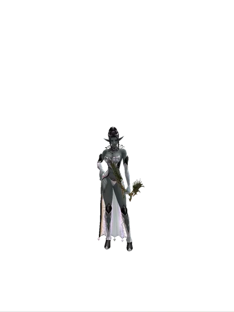 Noble Elven Bow on a female Dark Elf, front view