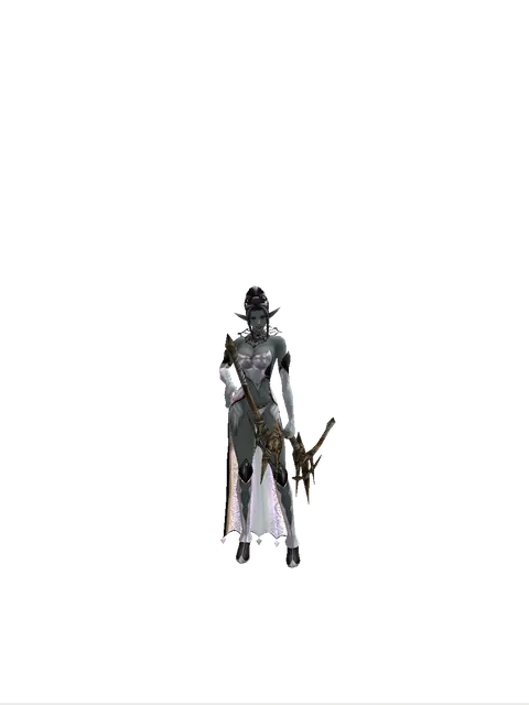 Strengthened Long Bow on a female Dark Elf, front view