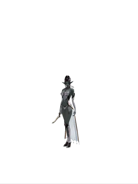 Apprentice Adventurer's Knife on a female Dark Elf, front view