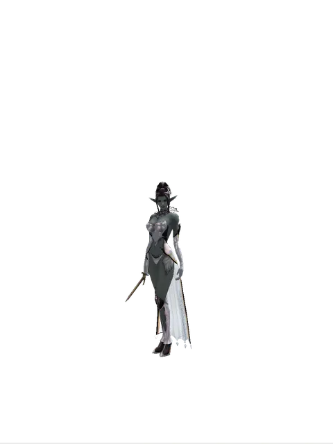Bone Dagger on a female Dark Elf, front view