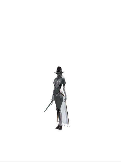 Crafted Dagger on a female Dark Elf, front view