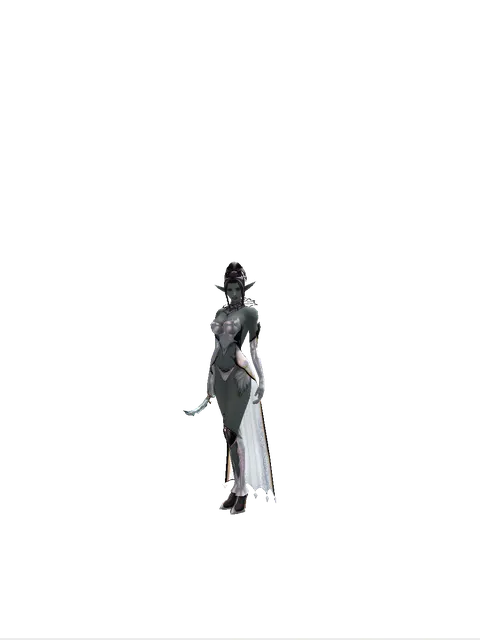Crystal Dagger on a female Dark Elf, front view