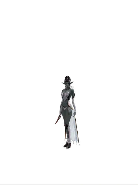 Cybellin's Dagger on a female Dark Elf, front view