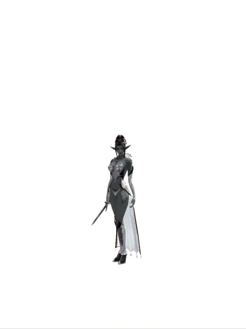 Dagger on a female Dark Elf, front view