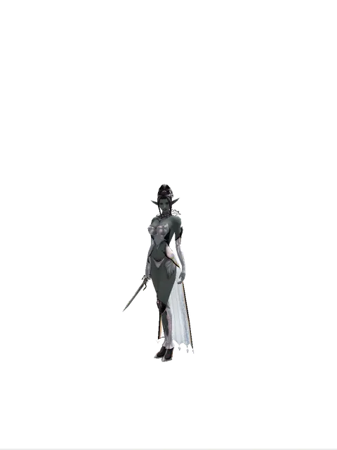 Dagger of Mana on a female Dark Elf, front view