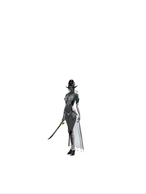 Dark Elven Dagger on a female Dark Elf, front view